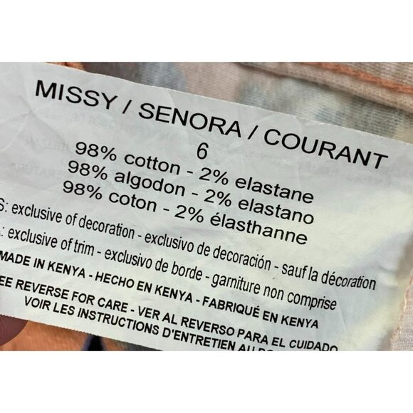 Gloria Vanderbilt Pants Size 6 Coral Floral Capri Cuffed Button Logo Women New - Picture 9 of 10